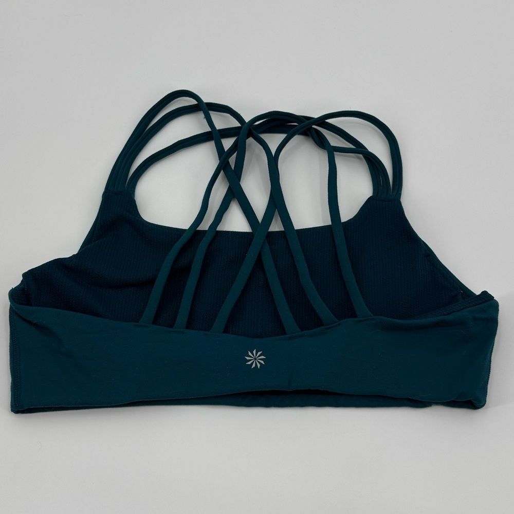 Athleta Hyper Focused Strappy Back Sports Bra in Teal | Medium - Picture 3 of 7